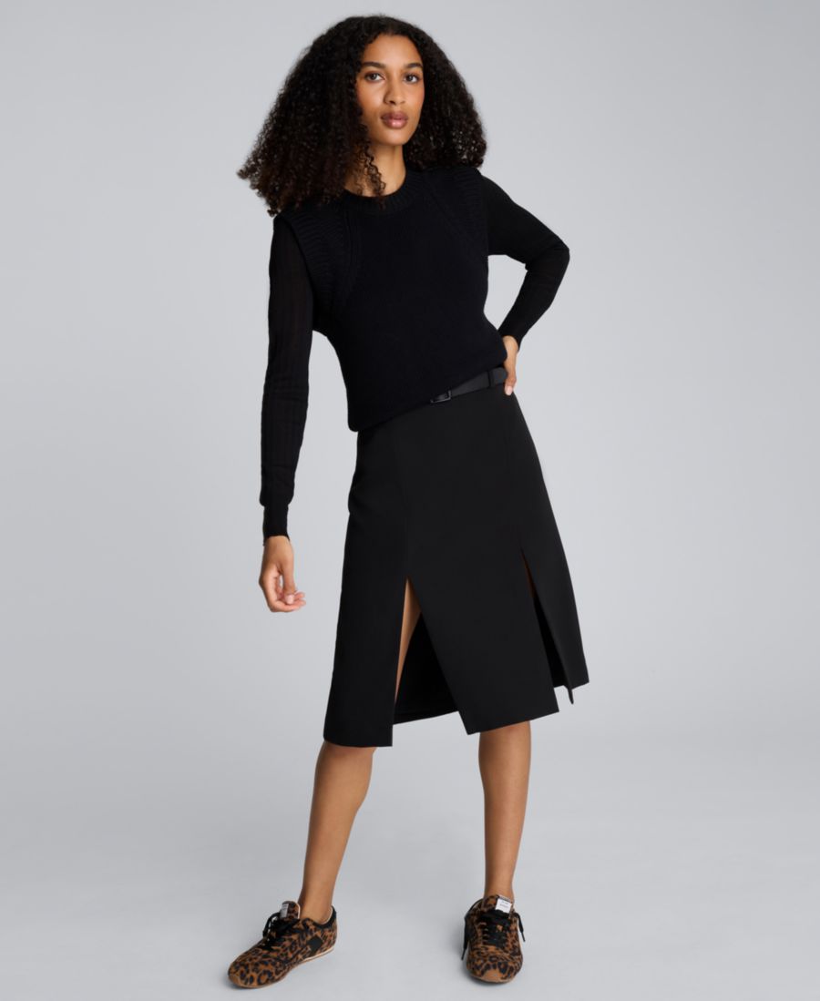 

Женская юбка с высокой талией длиной до колена Kenneth Cole, Black