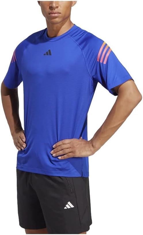 Мужская тренировочная футболка Adidas Train Icons MMH28, с тремя полосками, ясно-синий — фото 4