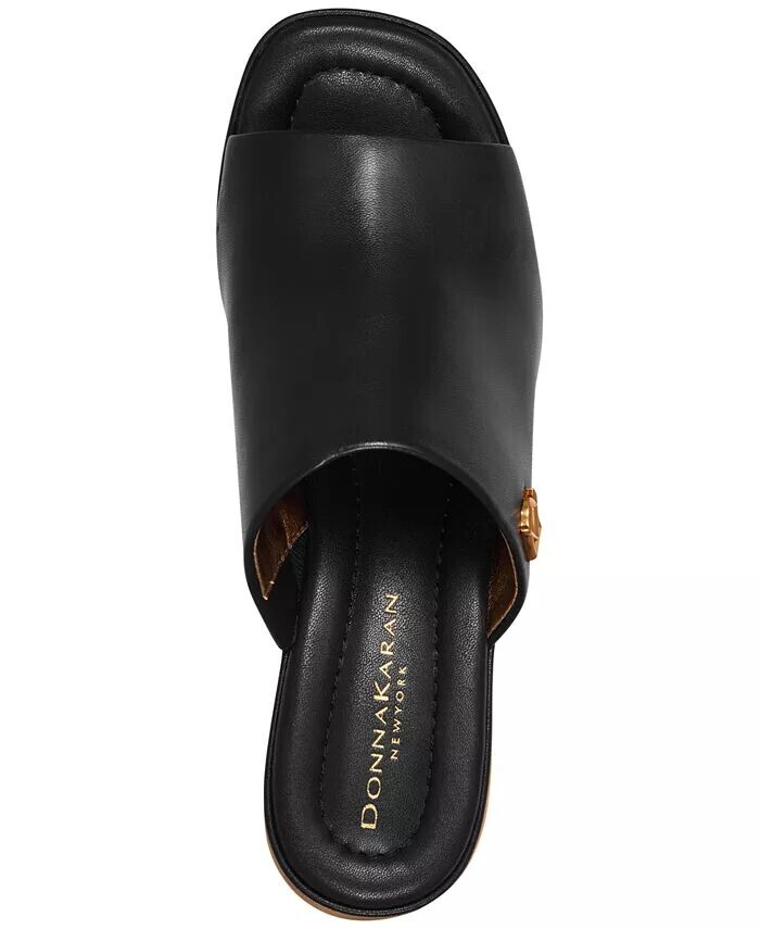 Женские кожаные сабо Tinley с открытым носком Donna Karan New York, черный — фото 4