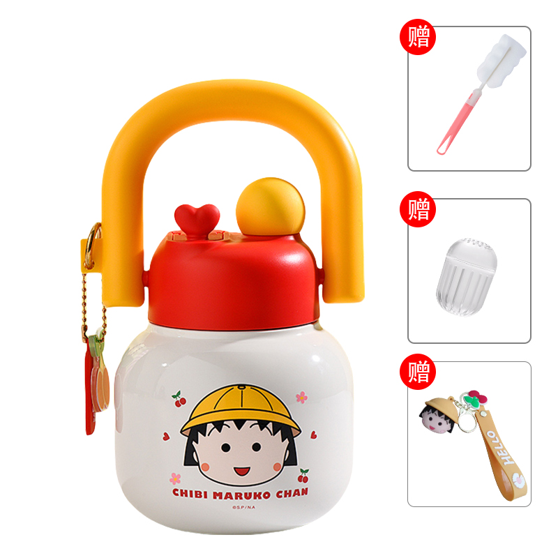 Детский термос-бутылка Strawberry Bear Disney «Big Belly Cup», Maruku/ситечко для чая + ершик + подвеска
