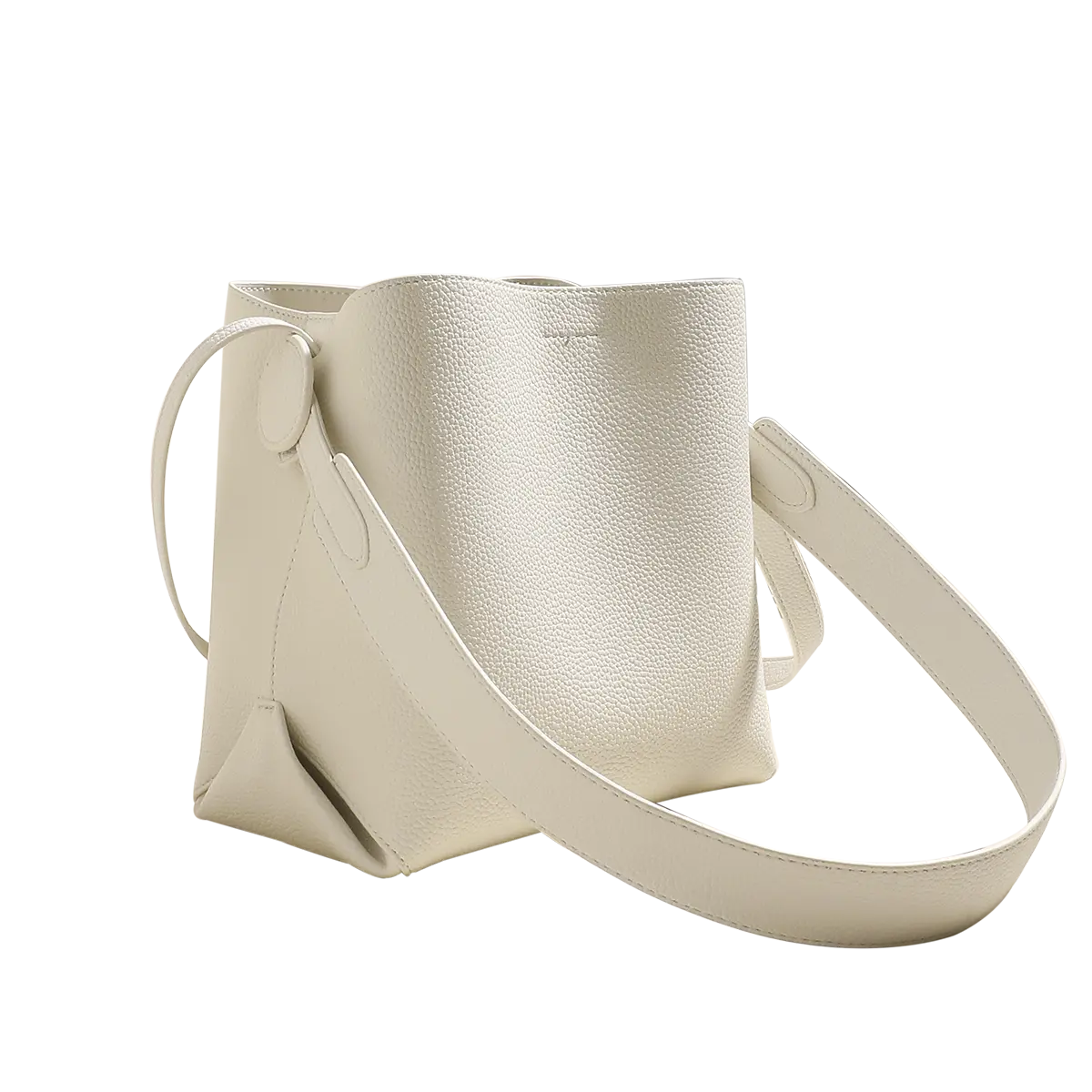 

MIMIKISS Кожаная ведерка через плечо среднего размера женская экрю, Ecru