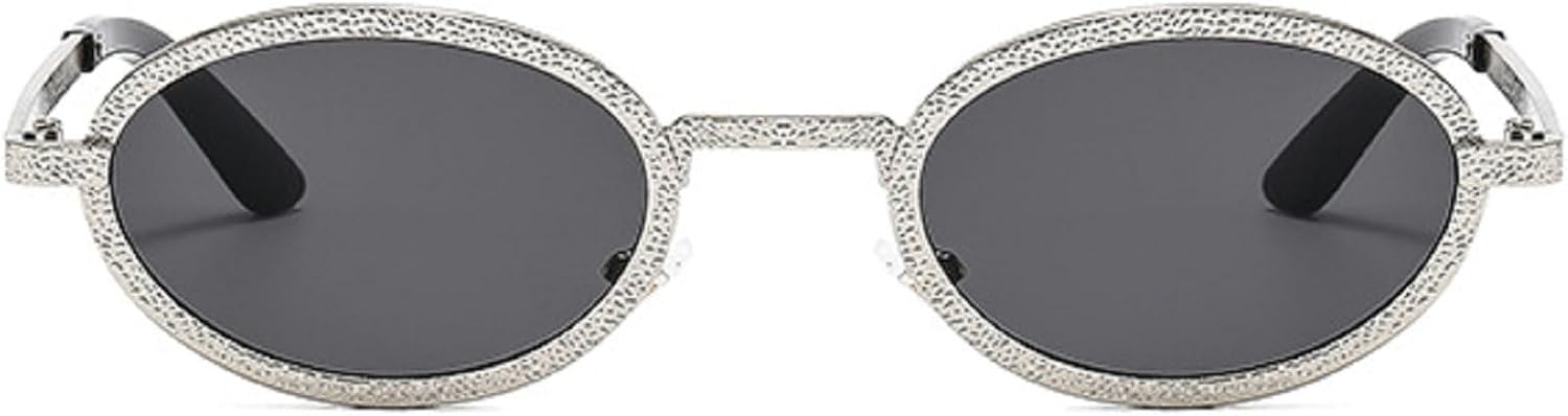 

Овальные женские солнцезащитные очки, винтажные мужские панк-очки, маленькая металлическая оправа, градиентные солнцезащитные очки для улицы, 90-е годы, защита от УФ-излучения UV400 N45 mincl, Silver Gray