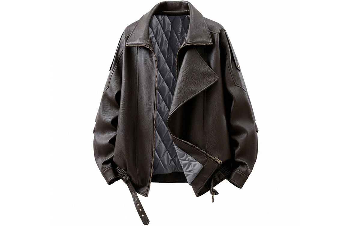 

Кожаная куртка Unisex Lapel Thickened And Fleece Lined ZIAREL, coffee (thickened and fleece-lined)