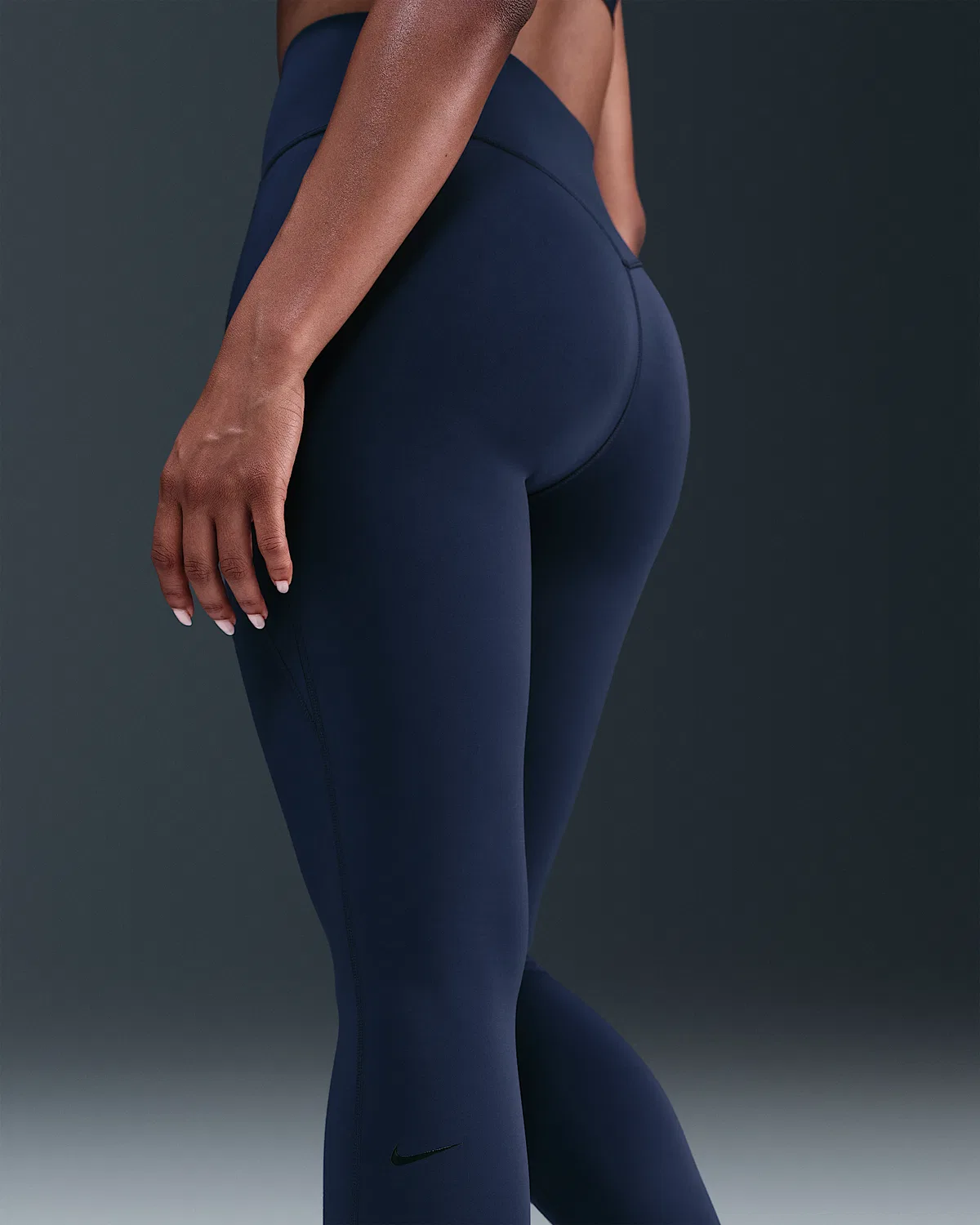 Женские леггинсы Nike Universa с высокой талией 7/8, без переднего шва, Midnight Navy/Midnight Navy/Dark Obsidian — фото 3