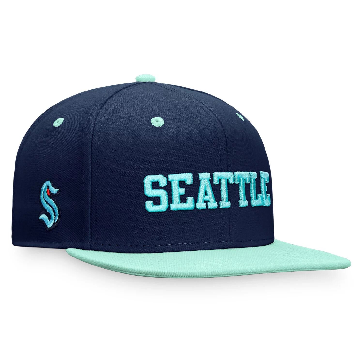 

Мужская двухцветная бейсболка Snapback с фирменным логотипом Fanatics Deep Sea Blue/Light Blue Seattle Kraken Heritage City