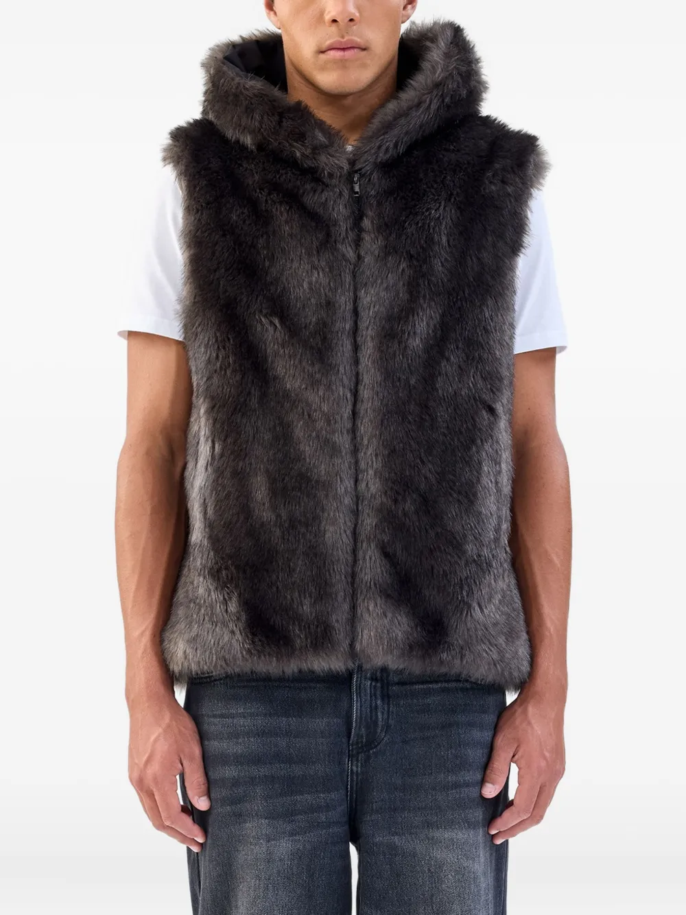 

Жилет с капюшоном и искусственным мехом Unreal Fur, серый