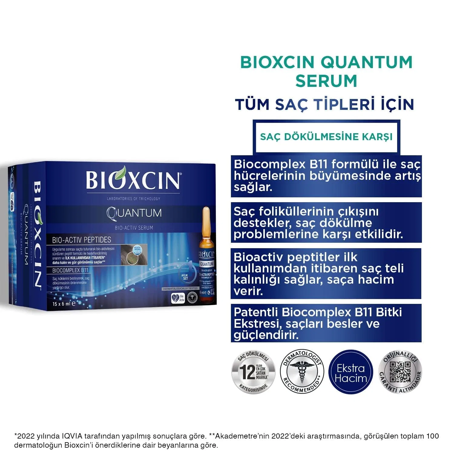 Сыворотка против выпадения волос Bioxcin Quantum Bio-Activ, 15 ампул по 6 мл Bioxcin — фото 4