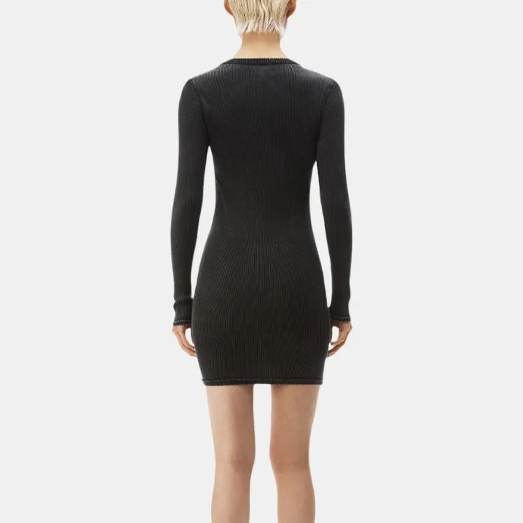 Alexander Wang Платье с длинным рукавом для женщин черное — фото 4