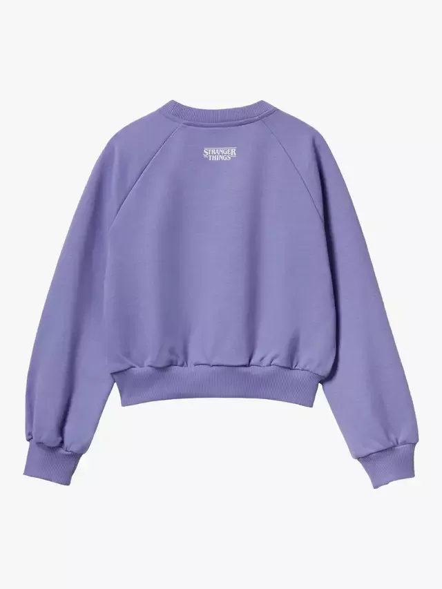 Детская хлопковая толстовка с круглым вырезом и логотипом, синяя Benetton — фото 2