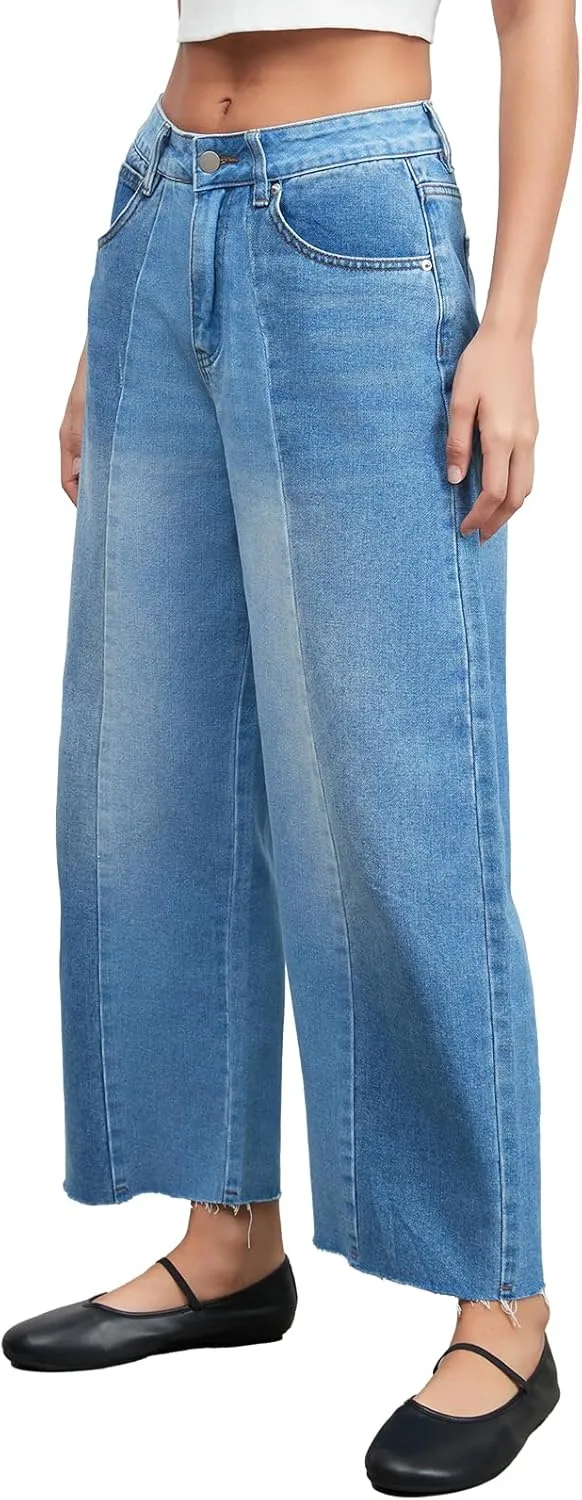 

LifeShe Barrel Jeans для женщин, джинсы в стиле пэчворк, мид-райз, беджи