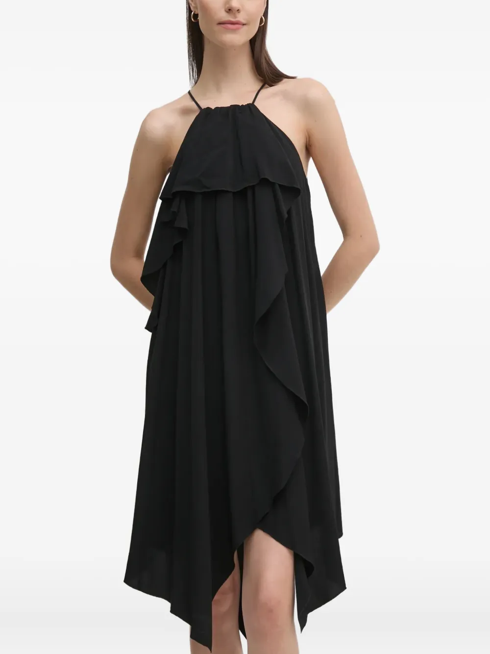 

Платье мини с оборками Sisley, черный