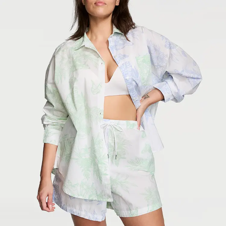 Victoria's Secret Розовый хлопковый комплект пижамы с длинными рукавами Shi/GM&BCTT женский Mint — фото 2