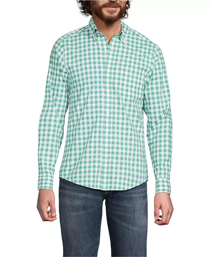 

Мужская классическая рубашка Essential Lightweight Poplin Lands' End, зеленый