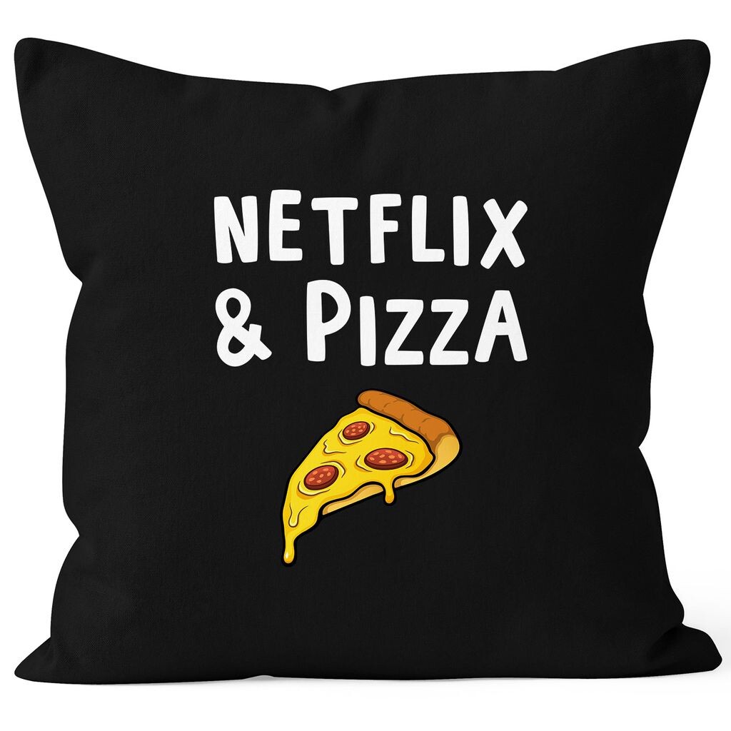 

Чехол на подушку Netflix & Pizza Чехол на подушку декоративная подушка из хлопка MoonWorks черный, униразмер