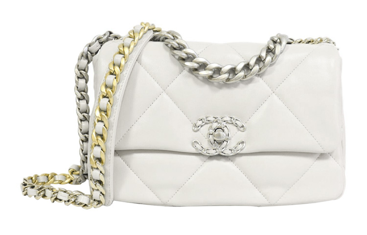 

CHANEL Сумка через плечо 19Bag из натуральной кожи ягненка, средний размер, женская, белая