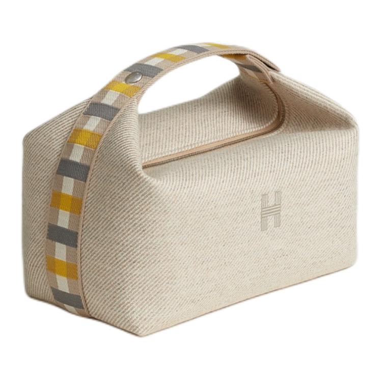 HERMES Сумка-косметичка из холста унисекс, 01 Blanc Pure White — фото 2