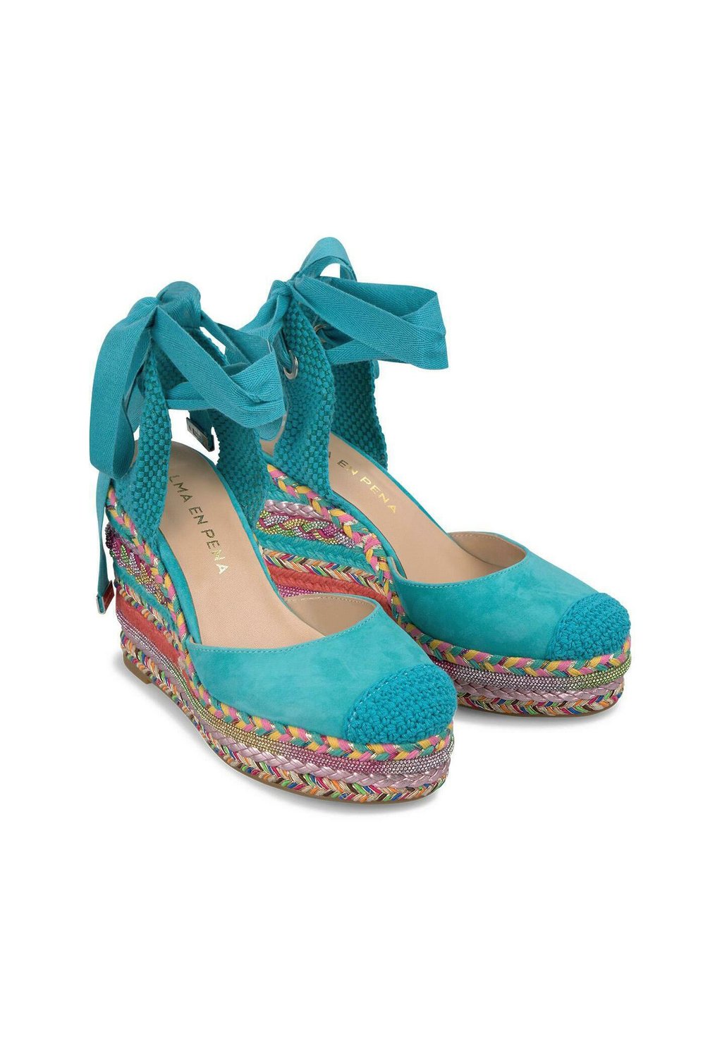Босоножки на платформе DE CON PUNTERA REDONDEADA Y CIERRE CORDONES - Platform heels Alma en Pena, бирюзовый — фото 3