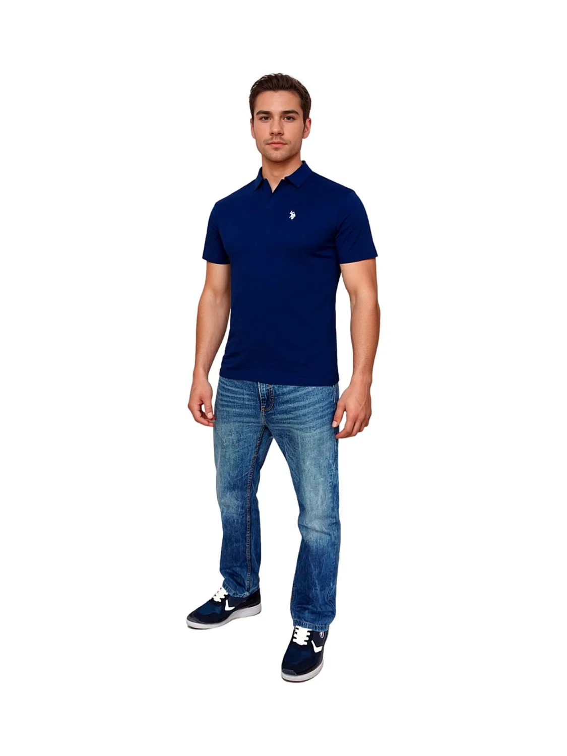 Футболка U.S. POLO ASSN. Knopflos синего цвета — фото 4