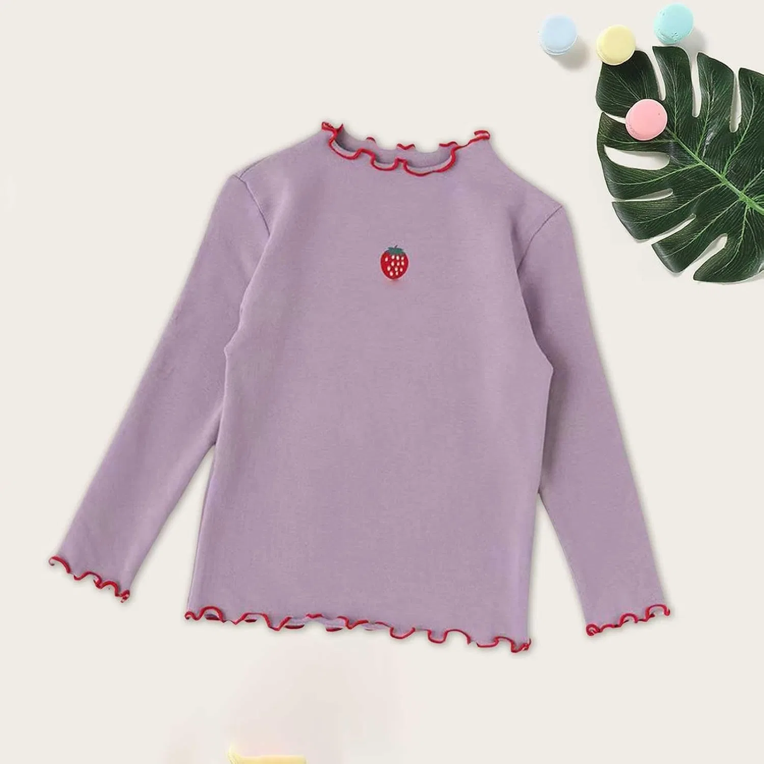 Футболка детская хлопковая с круглым вырезом, длинный рукав, Purple — фото 3