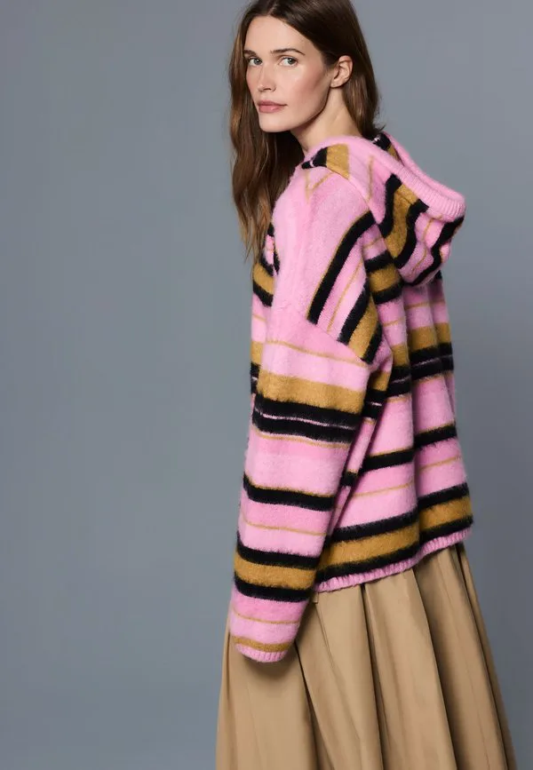 Худи стандартного кроя с начесом Next, Pink Multi Stripe — фото 2