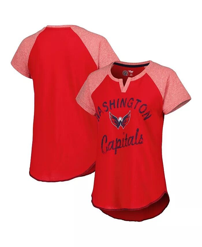 

Женская красная футболка Washington Capitals Grand Slam с вырезом реглан и вырезом Starter