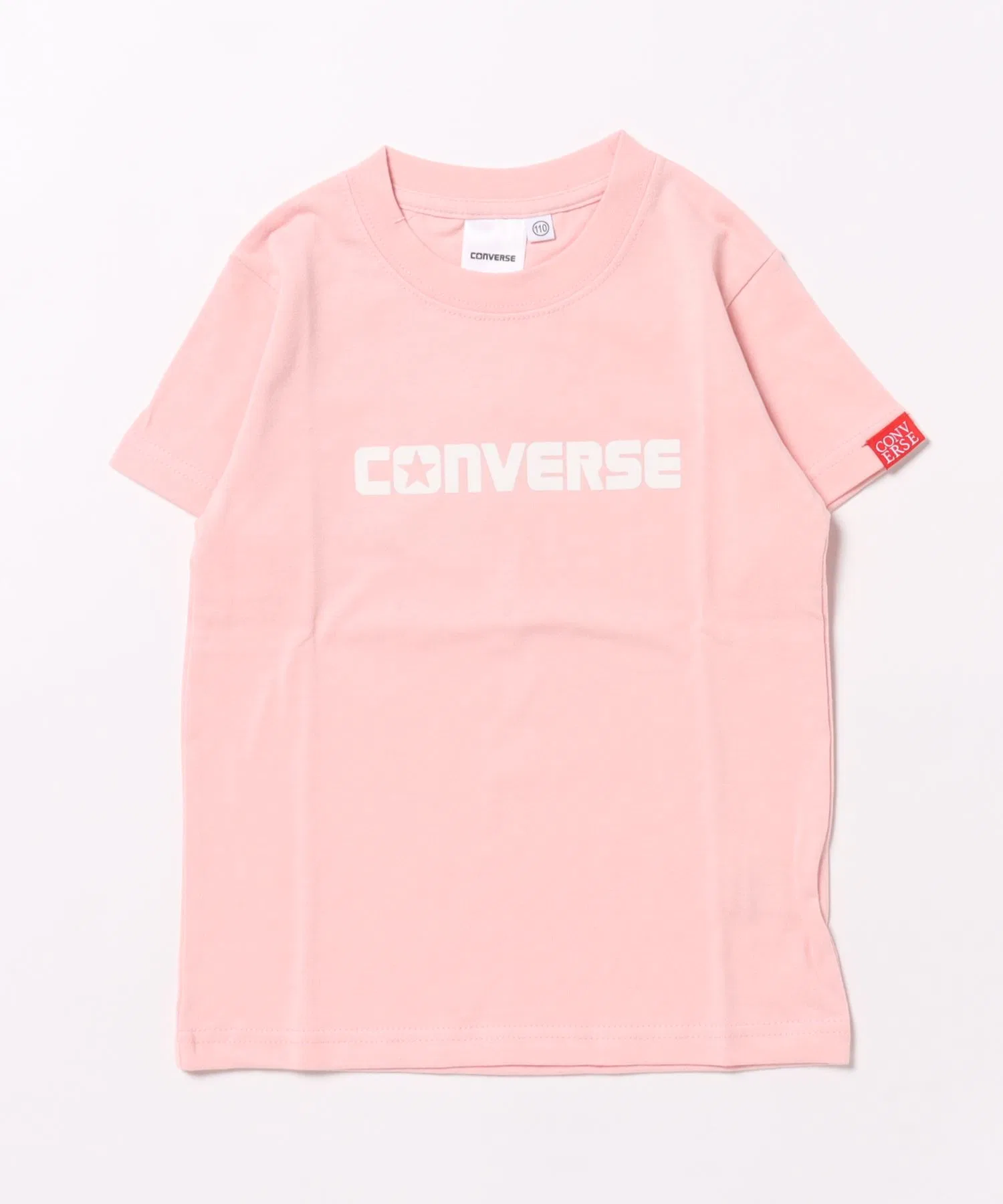 Детская футболка с флоковым принтом CONVERSE розовая
