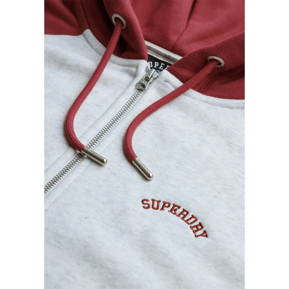 Толстовка Superdry Essential Logo Oversize на молнии по всей длине, красный — фото 3