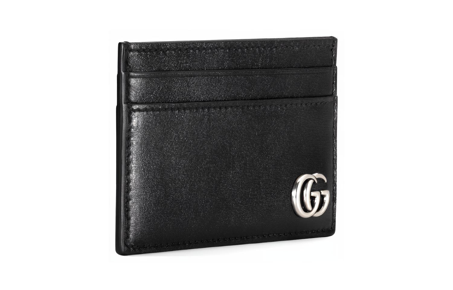 GUCCI Кожаный кардхолдер GG Marmont для мужчин черный — фото 3
