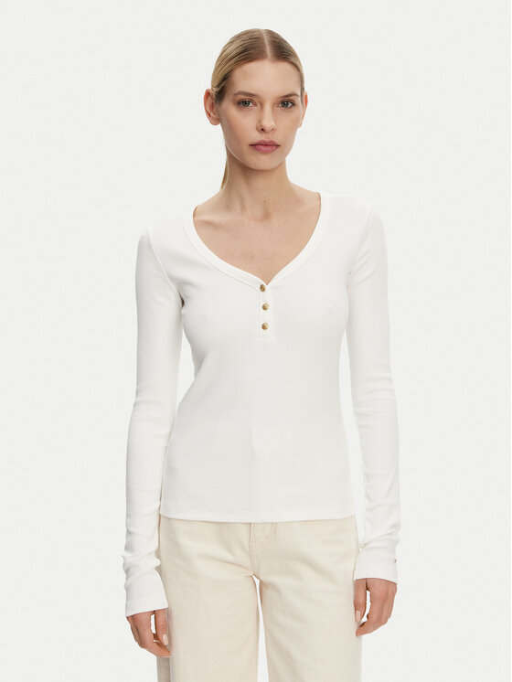 

Блузка облегающего кроя Henley WW0WW43905 Tommy Hilfiger, белый