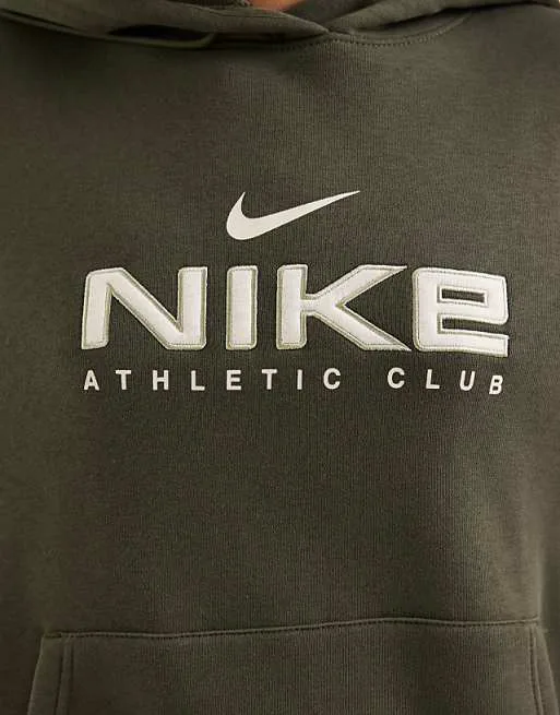 Худи оверсайз из флиса цвета хаки Nike Varsity Phoenix Fleece — фото 3