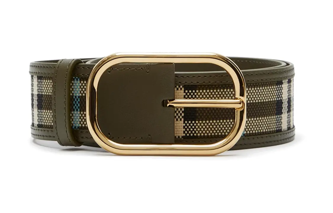 

Burberry Кожаный женский ремень оливкового цвета шириной 4 см, Olive Green