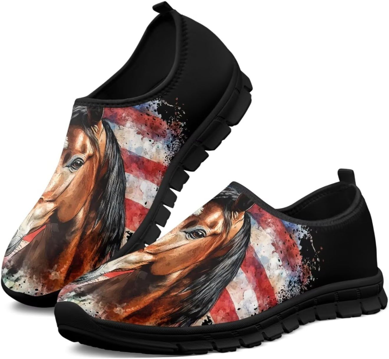 

Мужские слипоны-лоферы без шнурков с 3D-принтом Hsaiyjsp, Usa Flag Horse