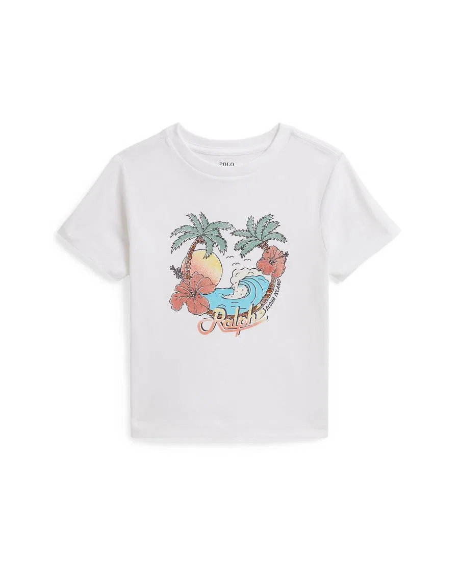 Детская футболка с коротким рукавом и графическим принтом, размер 2-7 Polo Ralph Lauren, белый — фото 4