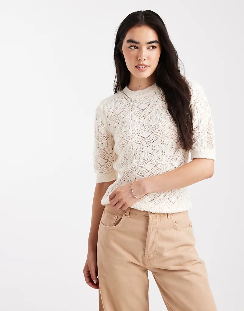 

Топ открытой вязки ASOS DESIGN кремового цвета