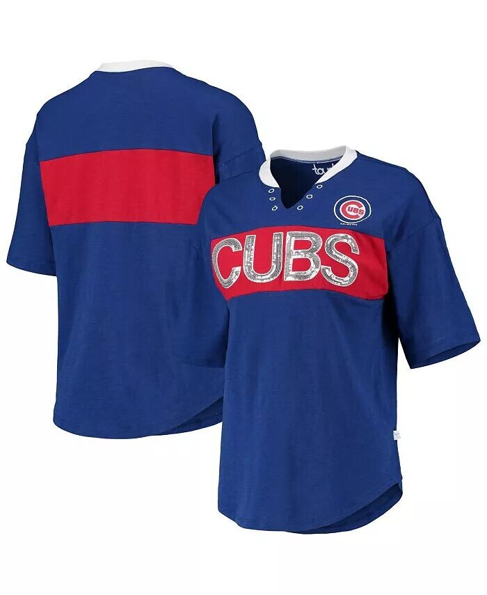 

Женская футболка Royal и Red Chicago Cubs с вырезом на воротнике Touch