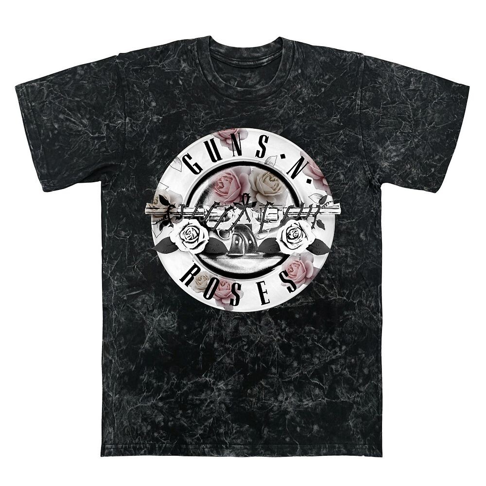 

Мужская футболка Guns N' Roses с цветочным наполнением Bullet Mineral Wash и графическим рисунком Licensed Character, цвет Black Mineral Wash