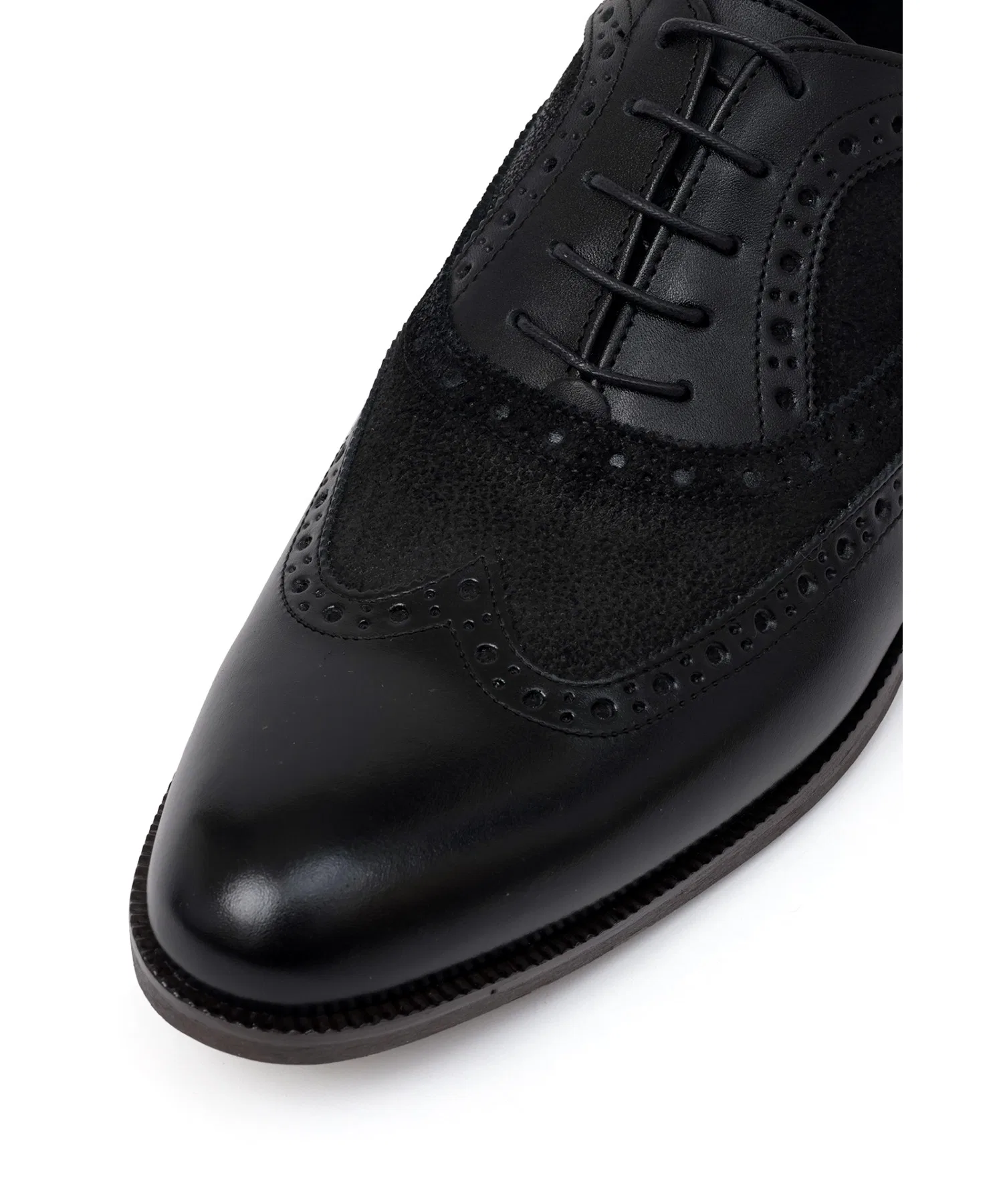 Мужские туфли HIGH STREET Wing Tip из замши чёрные — фото 4