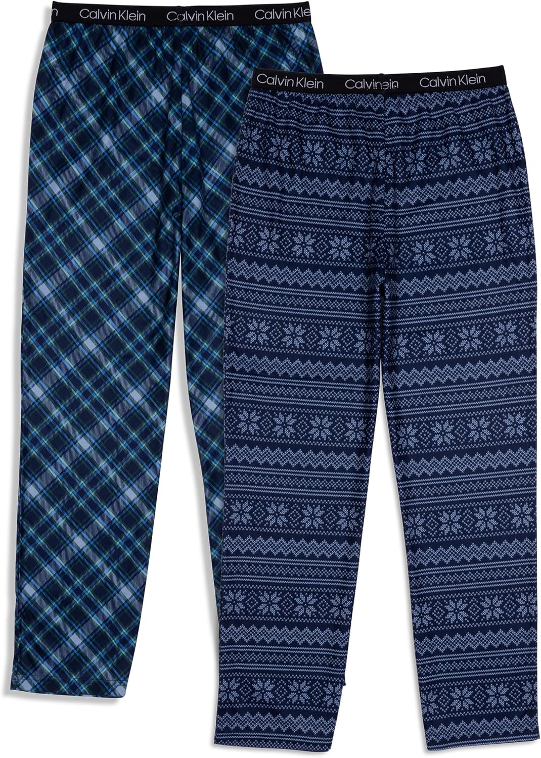 Комплект из 2 пижамных штанов Calvin Klein boys Super Soft Brushed Micro, Blue Fair Isle/Blue Blazer Plaid — фото 2