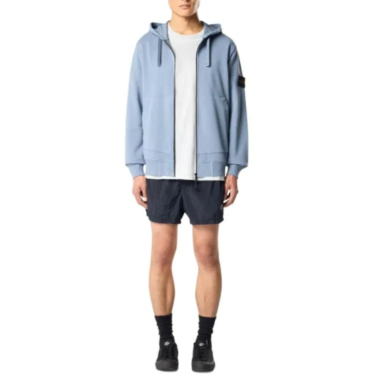 Флисовая кофта с молнией STONE ISLAND Sky Blue — фото 4