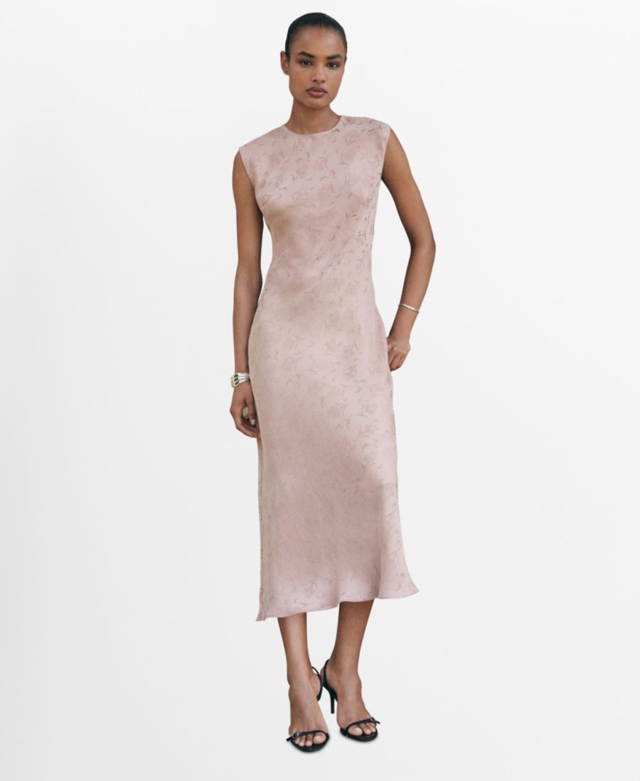 

Женское атласное платье с цветочным жаккардовым узором MANGO, Pastel Pink