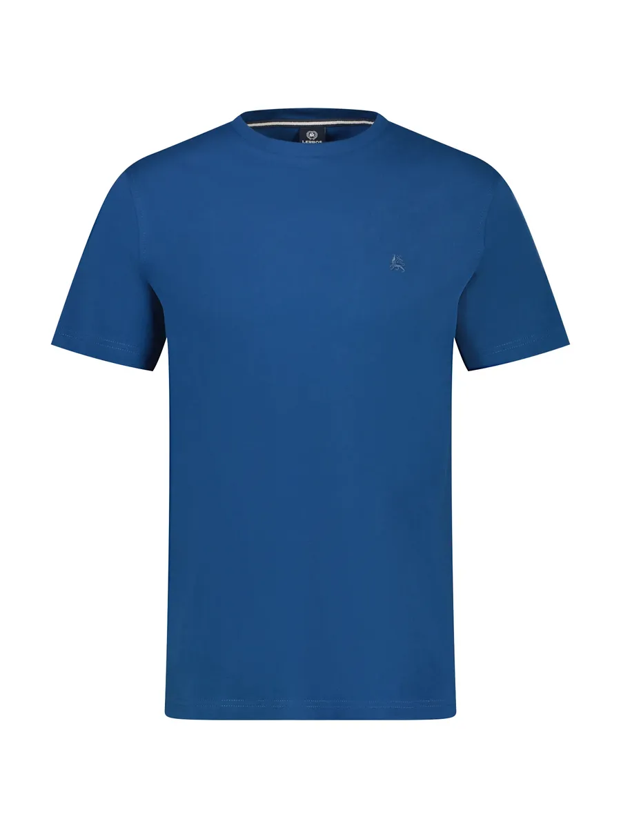 

Рубашка LERROS с короткими рукавами и вышитым логотипом на груди, синий