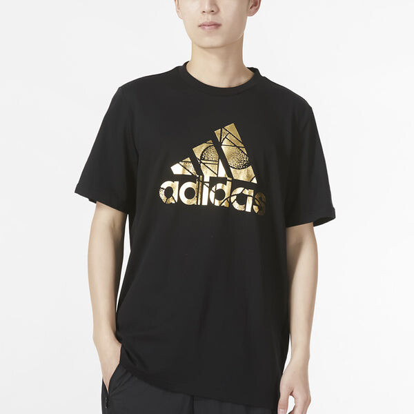 Футболка adidas Large Logo Printing Athleisure Casual Sports Round Neck Short Sleeve Black, мультиколор — фото 3