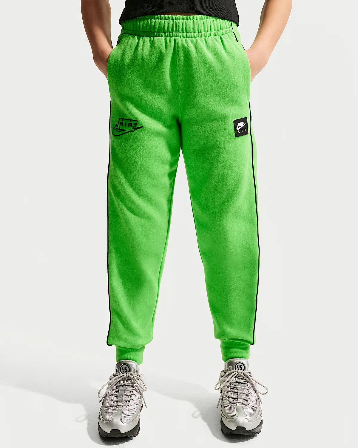 Детские спортивные штаны Nike Air из флиса, Mean Green/Black/Black — фото 2
