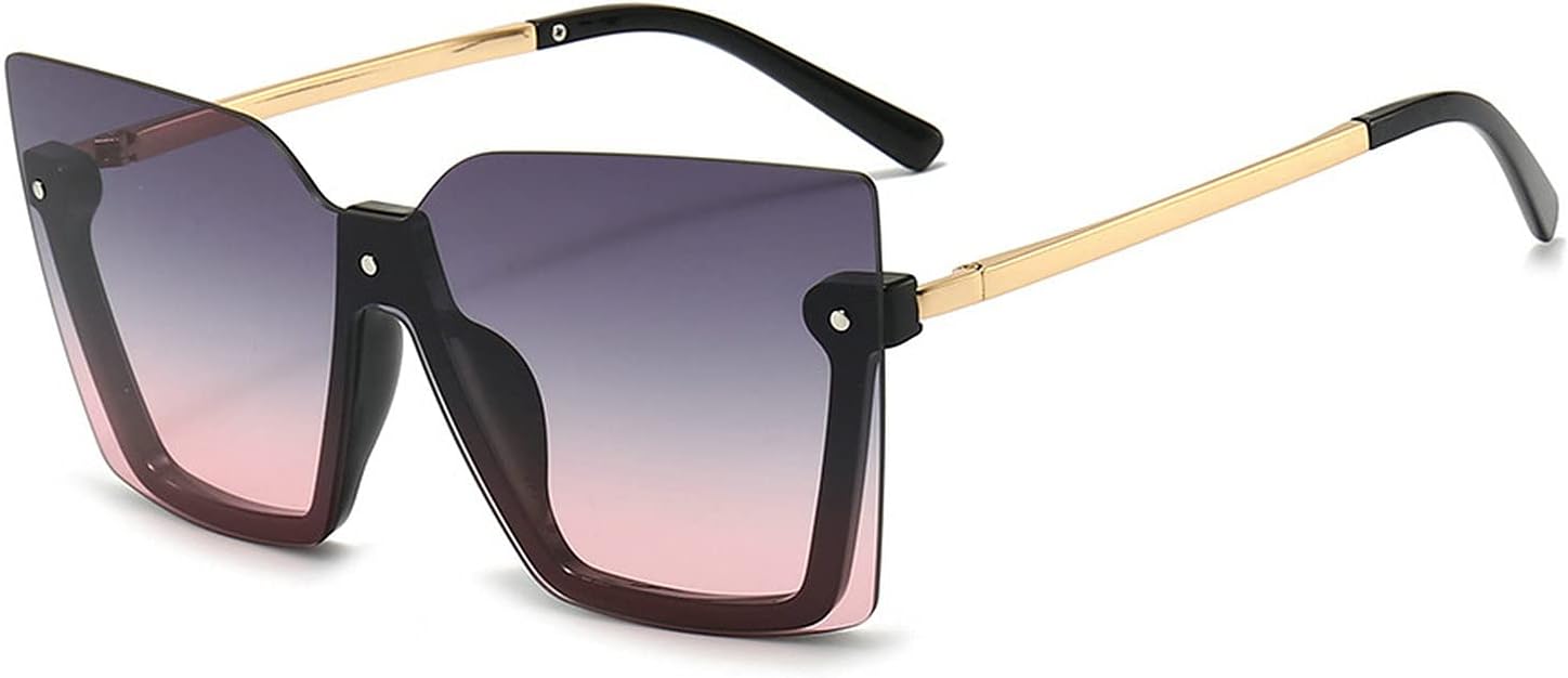 

Винтажные солнцезащитные очки в полуободковой квадратной оправе «кошачий глаз» 2021 года для женщин/мужчин, увеличенного размера, цельные, с градиентным переходом цвета COTIA, Gray Pink