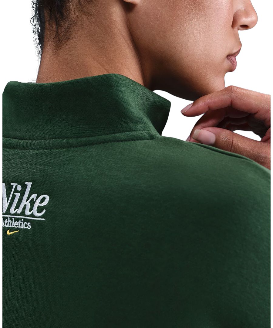 Женская толстовка Sportswear Phoenix Fleece Oversized с застежкой-молнией на четверть длины Nike, Fir/lt Orewood Brn/laser Orange — фото 4
