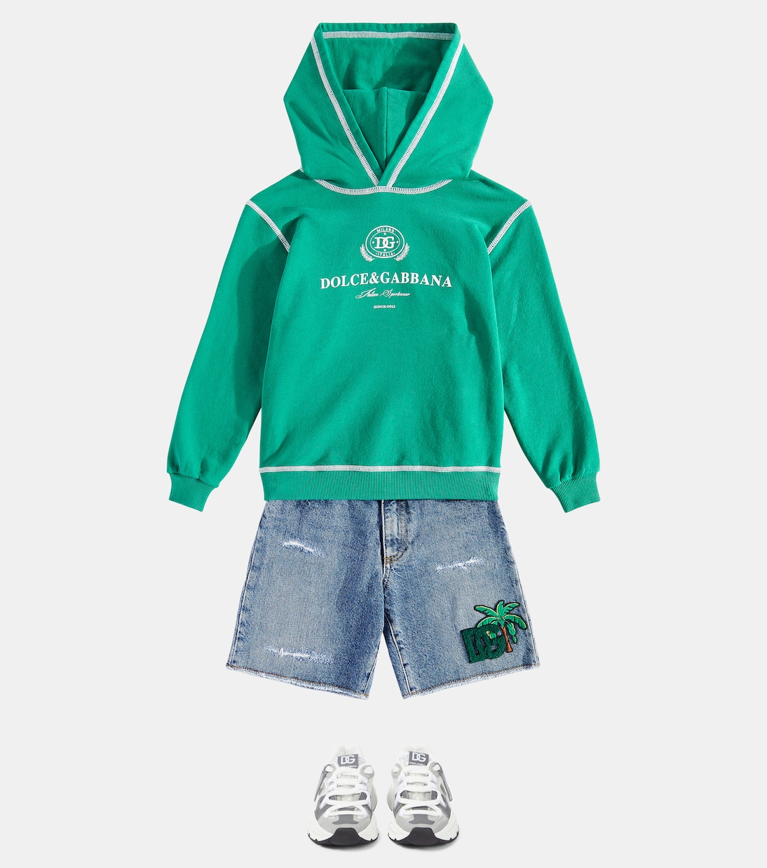 Кроссовки Airmaster DG с кожаной отделкой Dolce&Gabbana Kids, Dg Antracite F.Bianc — фото 2