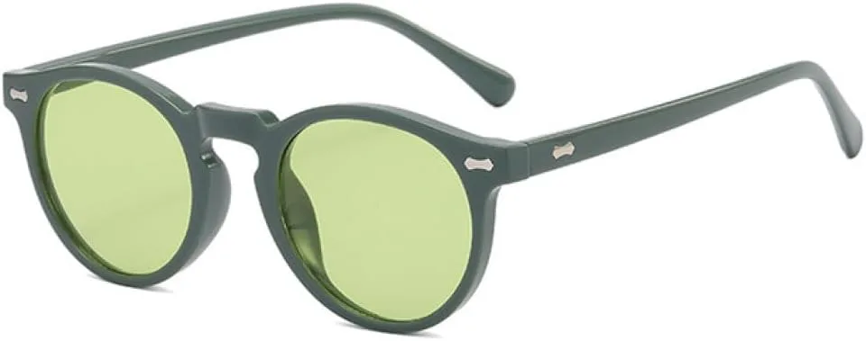 

Ретро круглые поляризованные солнцезащитные очки для женщин, модные очки с заклепками, защита от УФ-излучения UV400, панк-очки темно-зеленого цвета MTZJH, Green Green