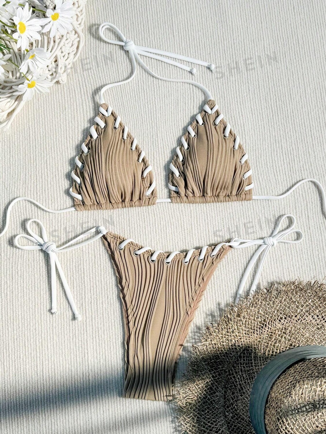 

Купальник Shein Swim Vcay с вырезом, хаки