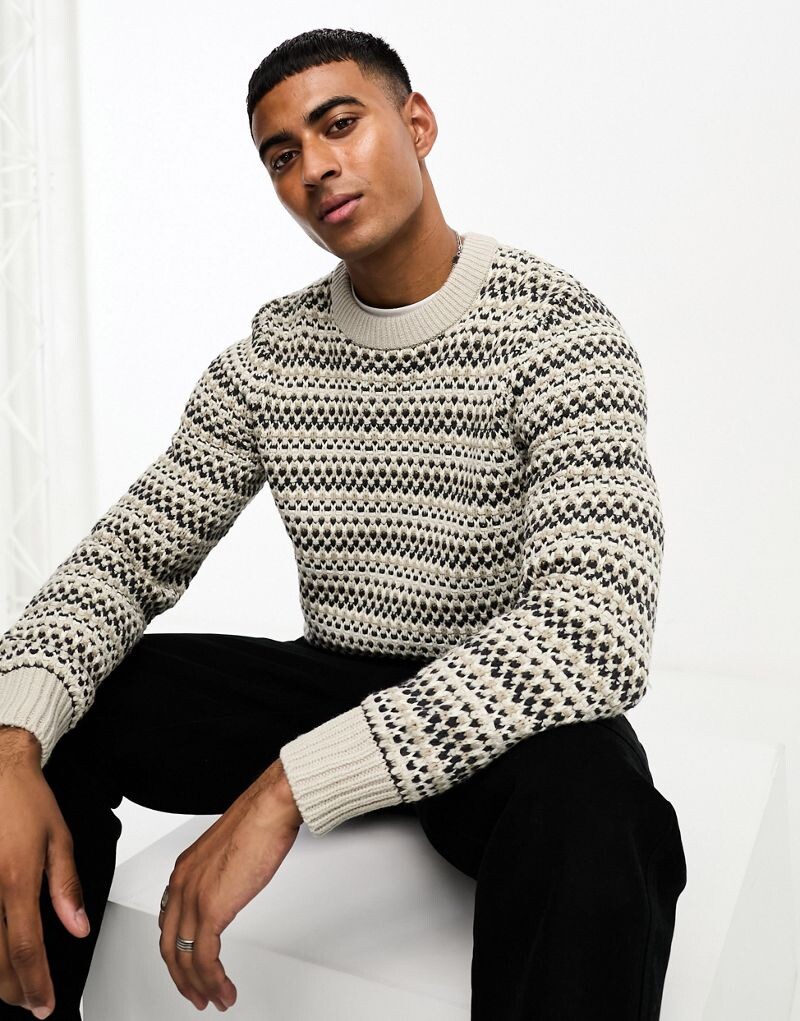 

Only & Sons — разноцветный фактурный свитер с круглым вырезом