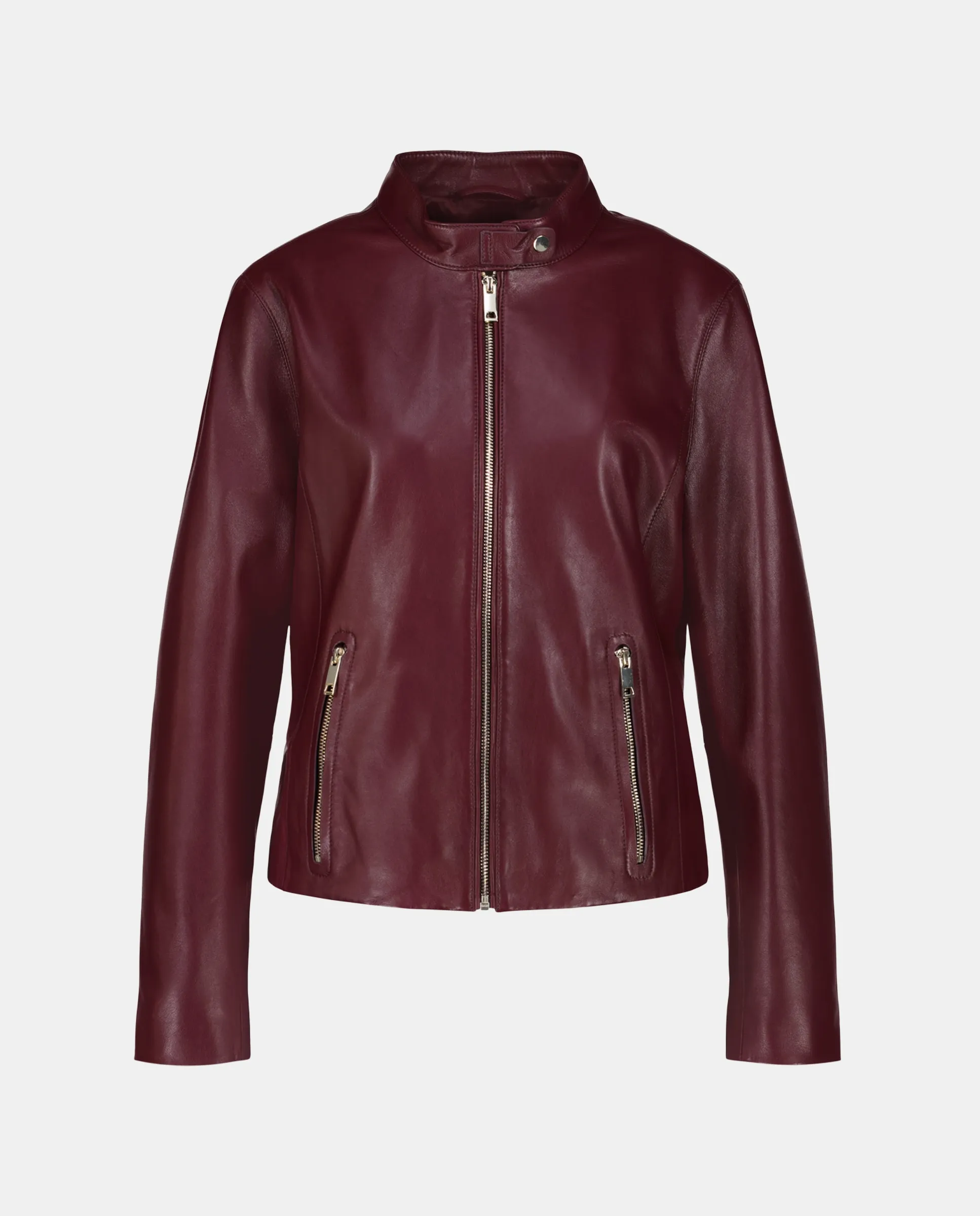 

Женская кожаная куртка с ремешком Woman El Corte Inglés, бордовый, Красный, Женская кожаная куртка с ремешком Woman El Corte Inglés, бордовый